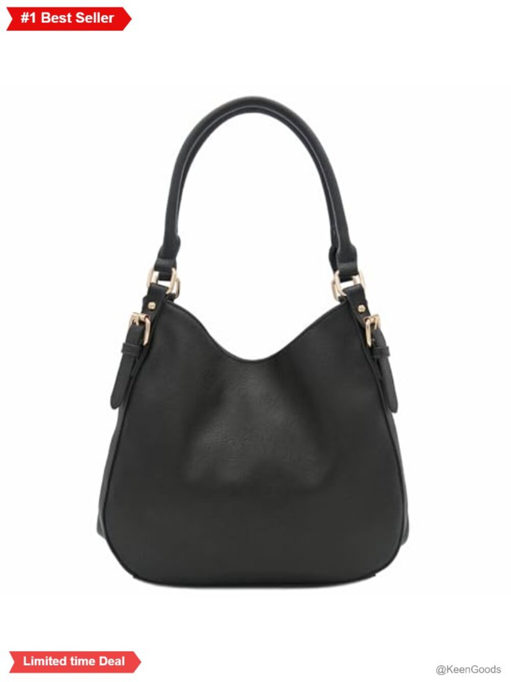 Lightweight 3 Compartment Faux Leather Medium Hobo Bag